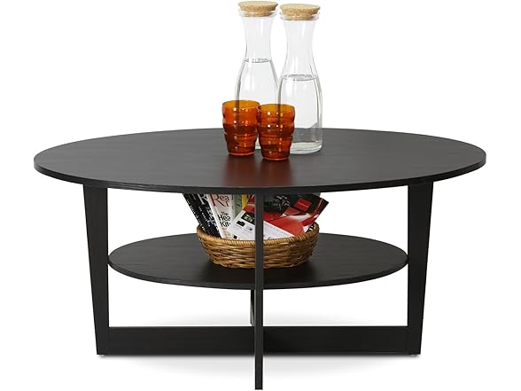 Furinno Oval Coffee Table, Walnut