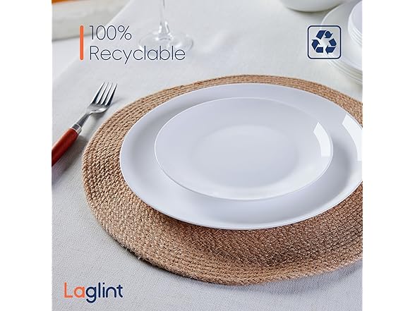 LaGlint W0670 Opal Glass White Dinner Plate