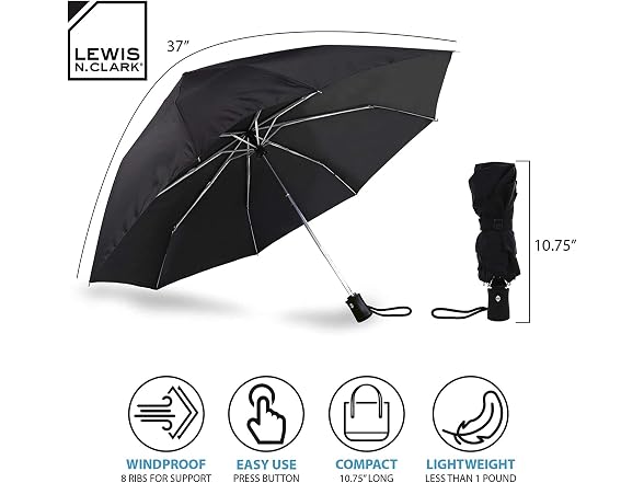 Lewis N. Clark Travel Umbrella, Orange