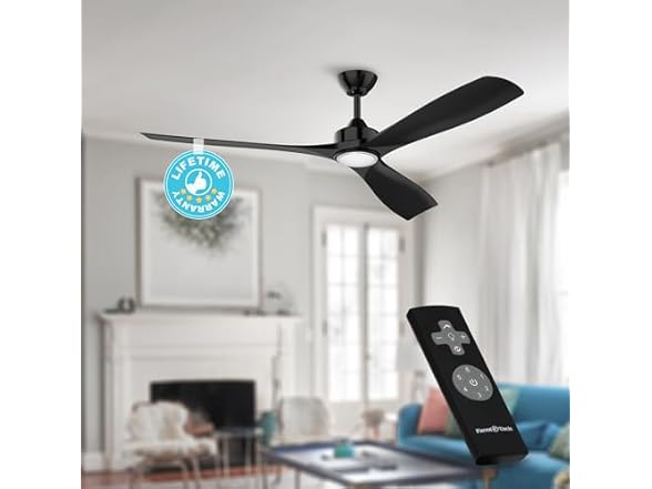 Parrot Uncle F6004BK 60" Ceiling Fan w/Light and Remote
