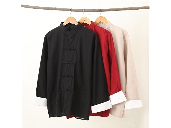 Idopy Men (L) Men`s Chinese Traditional Tai Shirt