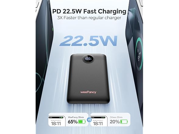 WeeFancy Mini 10000mAh Power Bank Built-In Cables