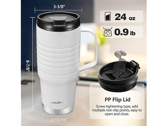 HAUSHOF 24 oz Travel Mug with Handle Insulated