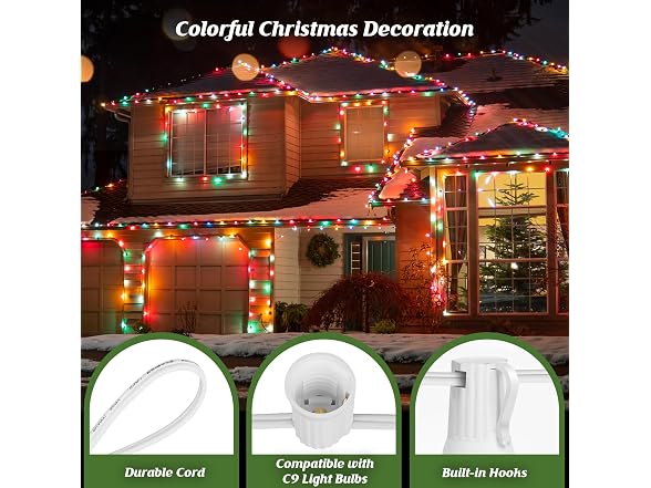 Commercial 500 FT LED Lights Sockets Outdoor, White