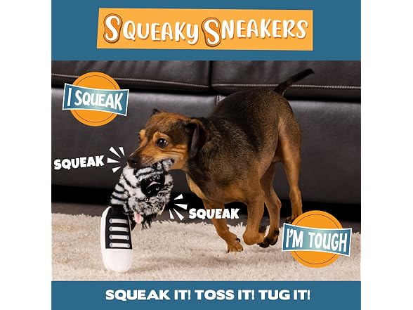 Pet Factory Squeaky Sneakers Bungee Tug Plush