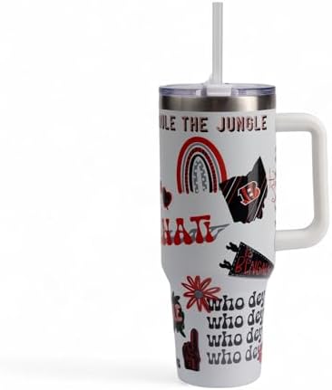 The Memory Company Official Licensed 40oz Team Spirit Stainless Steel Tumbler - Vacuum-Insulated Double-Wall Travel Cup With Handle and Straw Lid