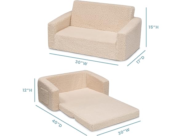 Delta Children Cozee Flip-Out Sherpa 2-in-1 Sofa