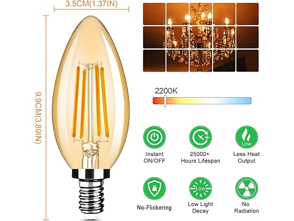 Yochoice 24-Pack Dimmable E12 Candelabra Bulbs 40Watt