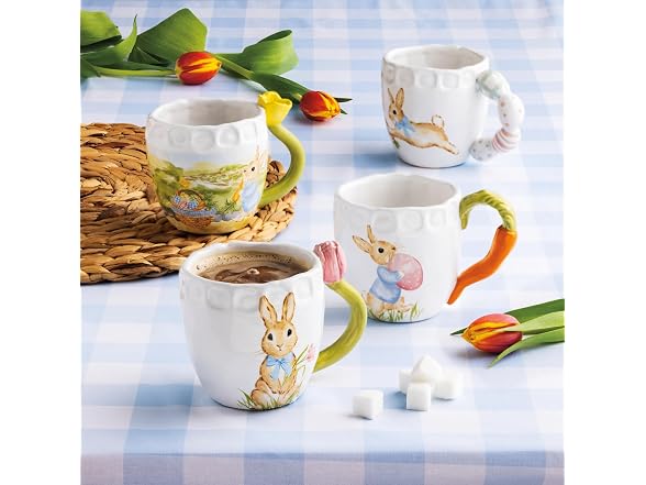 Mud Pie Stoneware Easter Bunny Mug with Figural Egg Handle