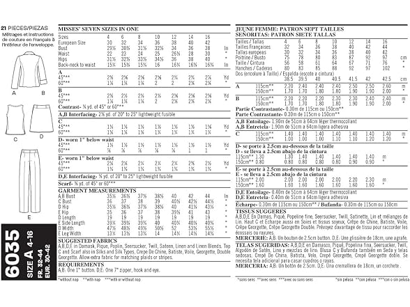 Simplicity New Look sewing pattern 6034: Misses