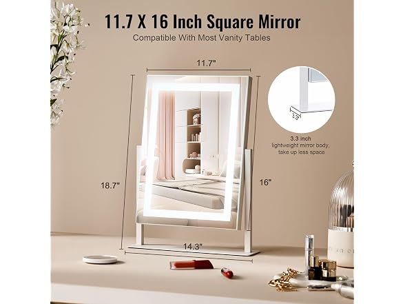 Vanity Mirror with Lights, Three 16.1x11.8in
