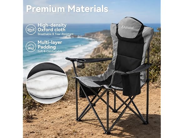 Aohanoi 2 Pack Black/Grey Camping Chairs