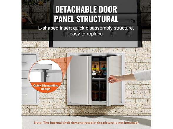 Double Stainless Outdoor Kitchen Door, 26W x 24H Inch