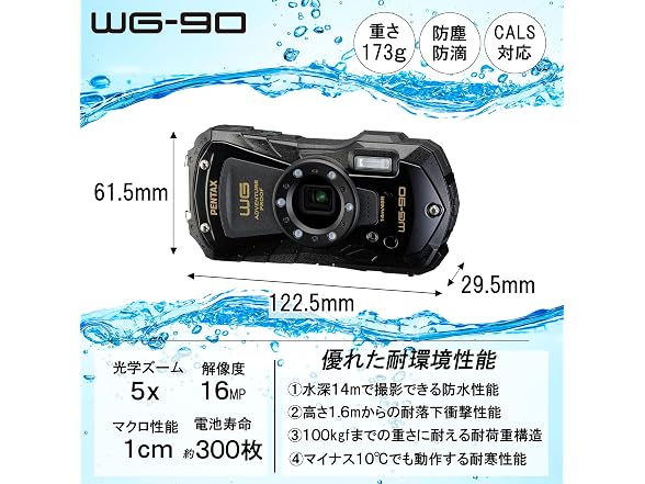 PENTAX WG-90 Waterproof Camera (Black)