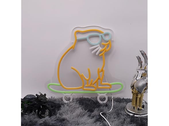 LAXUEDEER Capybara Skateboard Neon Sign USB 