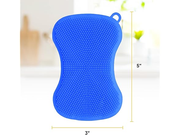 Silicone Dish Sponges Blue 3pk