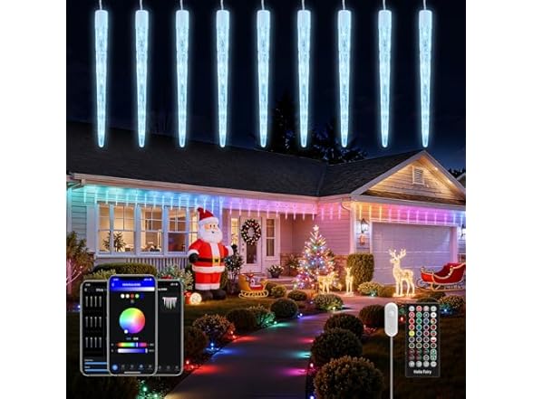 Brightown Smart Icicle Lights Outdoor- 31.2ft with 20 Tubes 100 LED