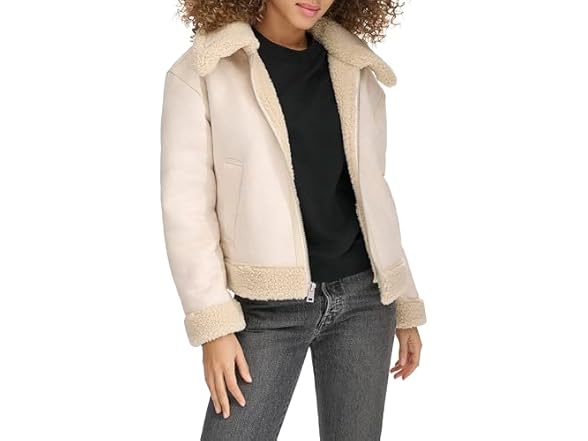Levis Womens Faux Shearling Aviator