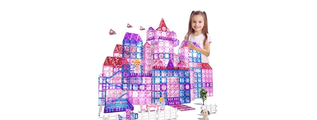 KukuFun 154 Piece Set Princess Castle Magnetic Tiles
