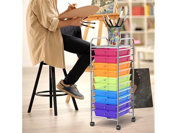COSTWAY 10-Drawer Rolling Storage Cart