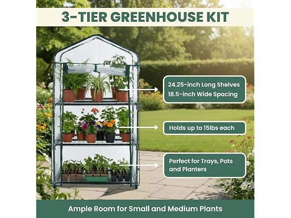 Pure Garden 3 Tier Mini Greenhouse