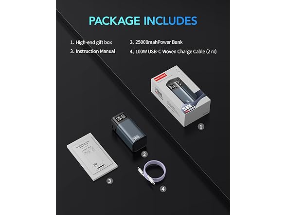 Marasone 25000mAh 20W Portable Powerbank w/Built-in Cables