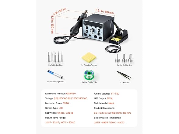 2-in-1 Hot Air Soldering Station