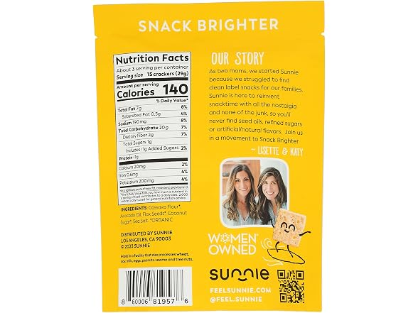 Sunnie, Crackers Grain Free Sea Salt, 3