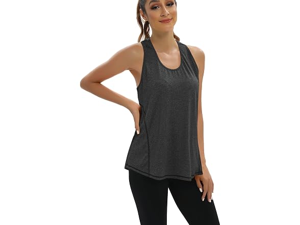 Aeuui Women (M) Workout Tops Open Back Tank Shirts