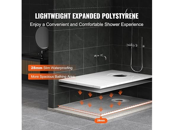 Shower Curb Kit, 60"x38" Shower Pan Kit with
