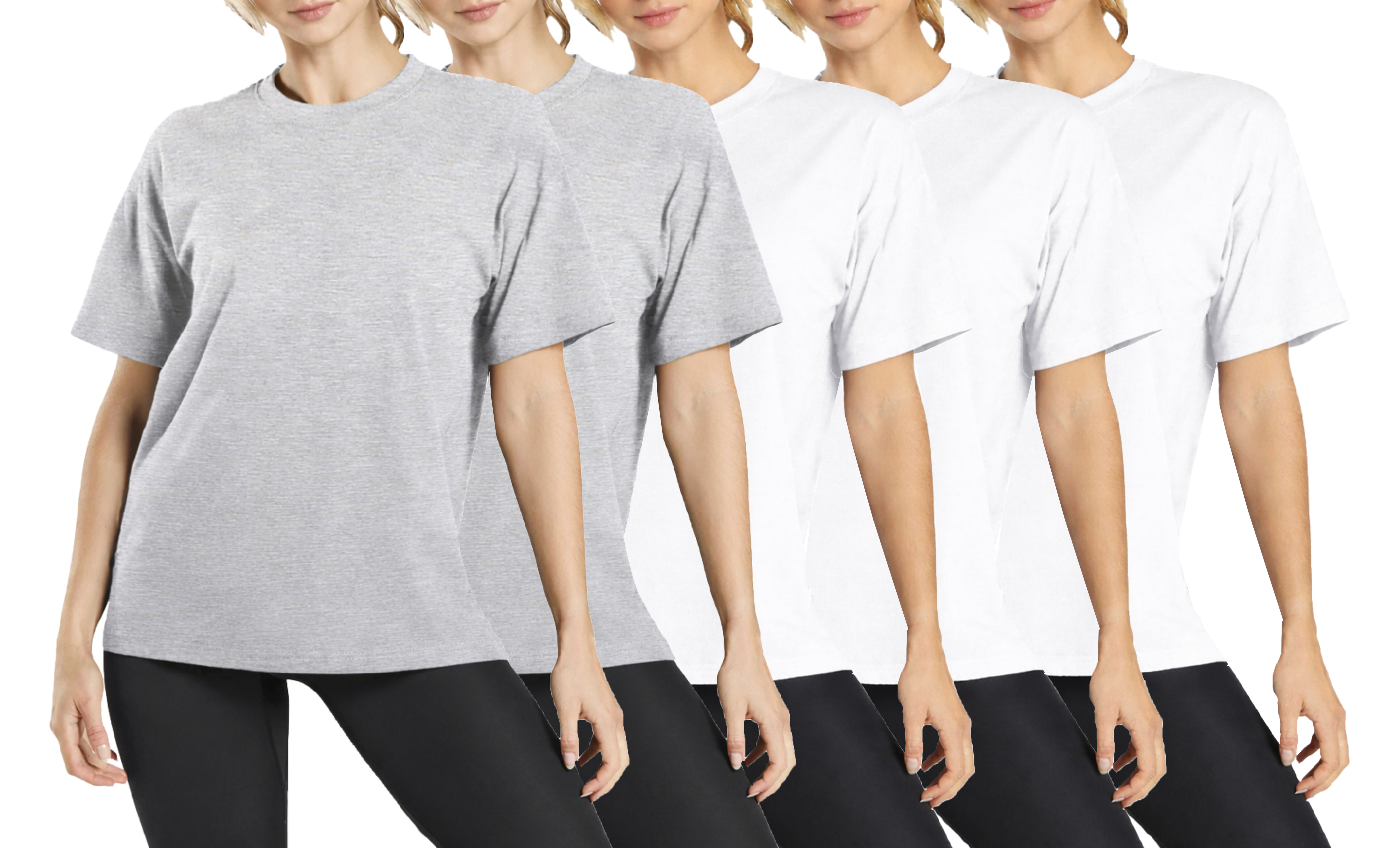 5Pk Womens Loose Fit S/S Crew Neck Tee - Gallery 13