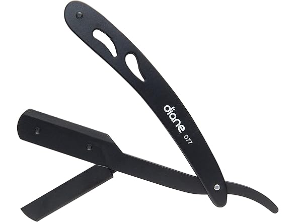 Diane Professional Straight Edge Shaving Razor, Black, 0.15 lb