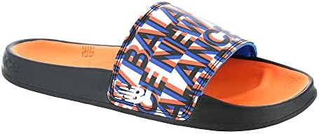 New Balance Men's 200 V1 Slide Sandal, Black/Vibrant Orange/Serene Blue, 6