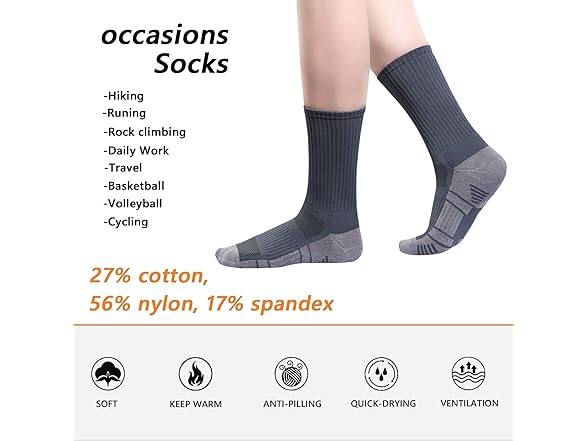 GAXIDES Hiking Compression Socks 3 Pairs