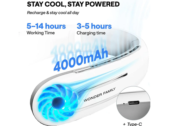 Rechargeable 4000 mAH Portable Fan Necklace