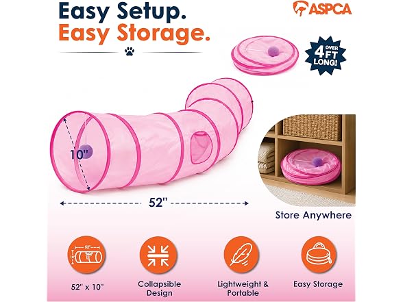 ASPCA Cat Tunnel with Rattle Toy