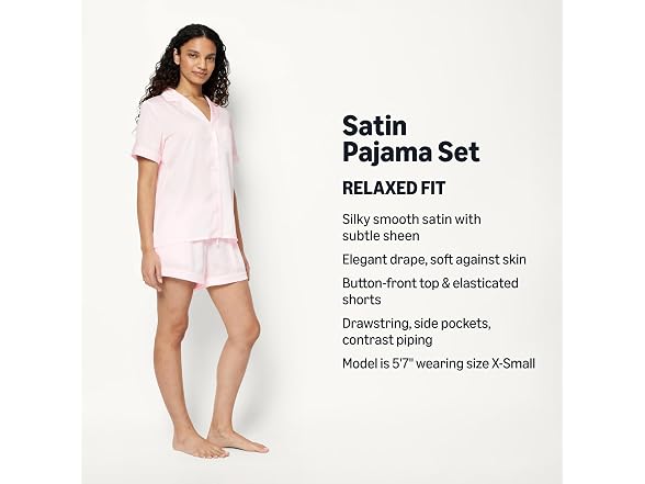 Amazon Essentials Women (XL) Satin Short Top Set