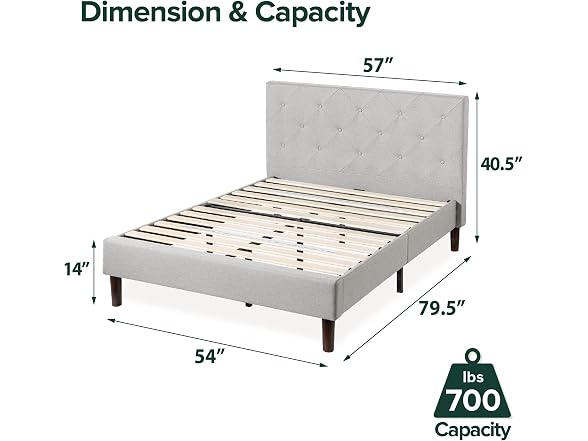 Zinus Shalini Upholstered Platform Bed Frame