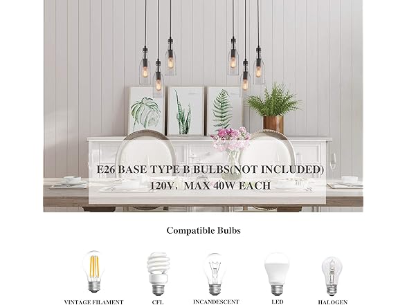 LNC Wooden Pendant Lights, 3 Pack