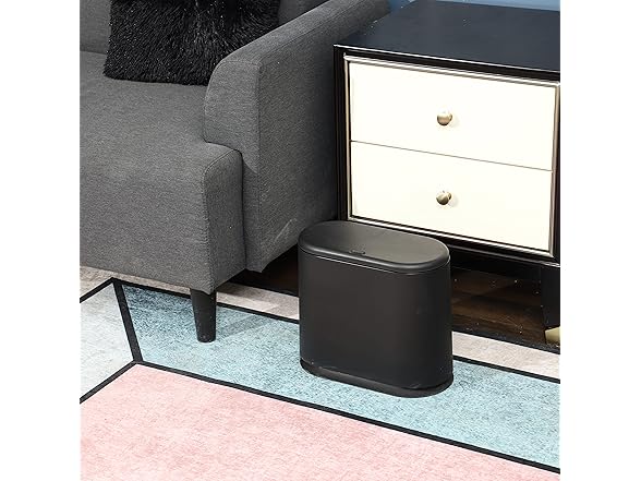 3.17G/12L Black Slim Bathroom Trash Can