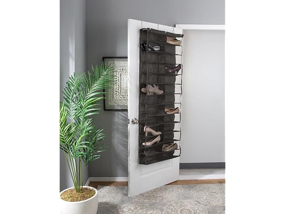 Simplify 26 Pocket Over Door Shoe Caddy in Grey