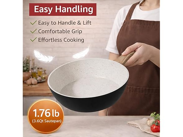 bazova 24Pcs Ceramic Cookware Set Black/White