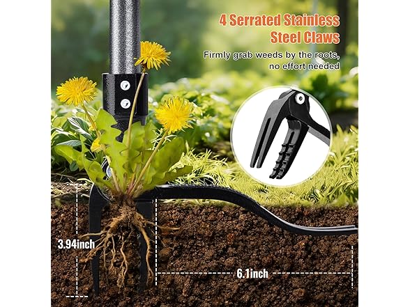 GOXAWEE W0568 Metal Stand Up Weed Puller Tool