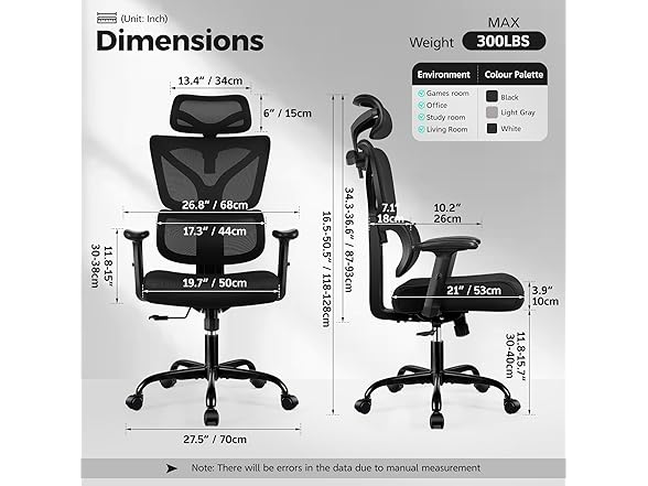 Ergonomic Office Chair High Back Desk Chair with Lumbar Supp (Open Box)
