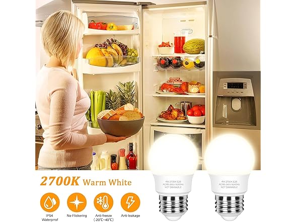 Brightever LED Refrigerator Light Bulbs 40 Watt Equivalent
