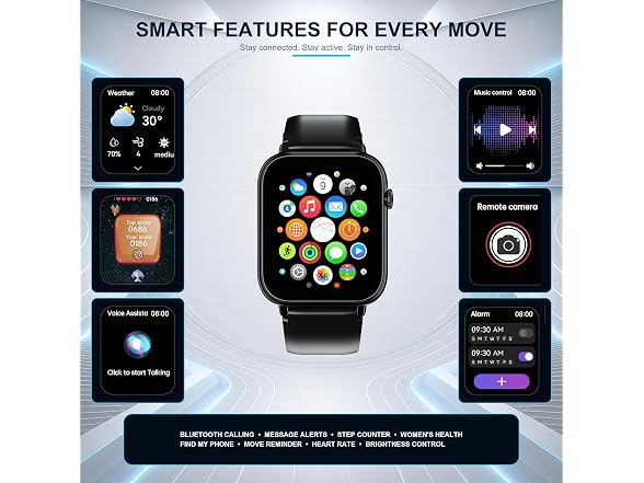 OUKITEL Black 1.83" HD Touch Screen Smart Watch