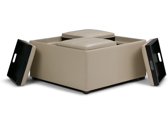 SIMPLIHOME Ellis 36" Leather Ottoman