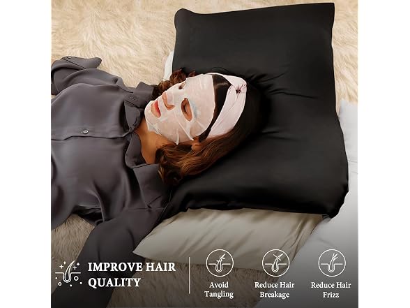 BHZ Black Satin Goose Feather King Pillow