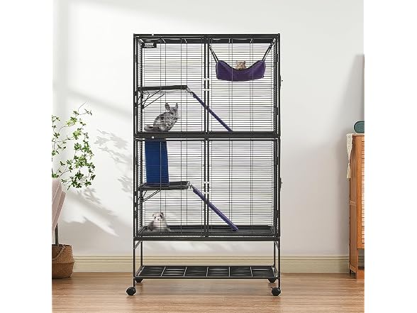 VEVOR 64.6" Rolling Metal Ferret Cage