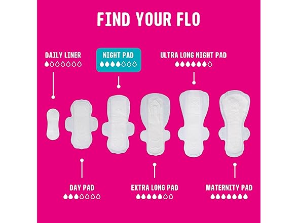 Flo Night Menstrual Pads Bamboo Heavy 14pk